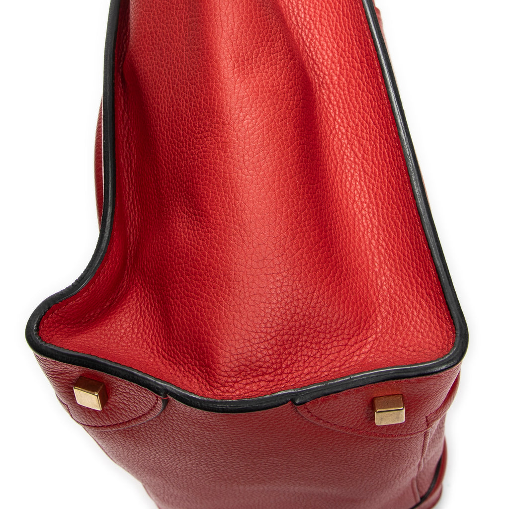 Handbag Mini Luggage Red Grained Calfskin Leather