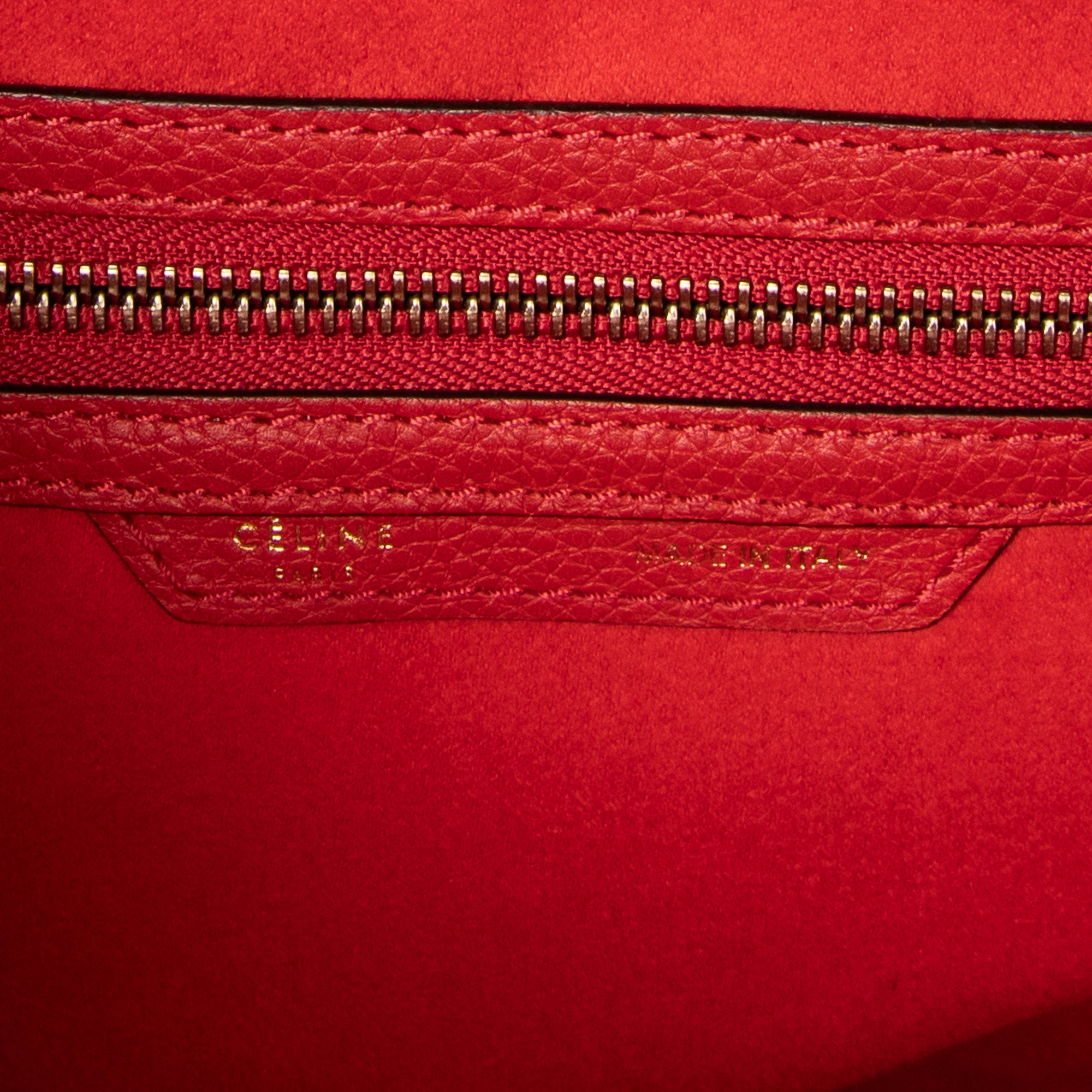 Handbag Mini Luggage Red Grained Calfskin Leather