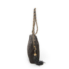 Shoulder Bag CC Tassel Camera Bag Grey Quilted Suede Leather