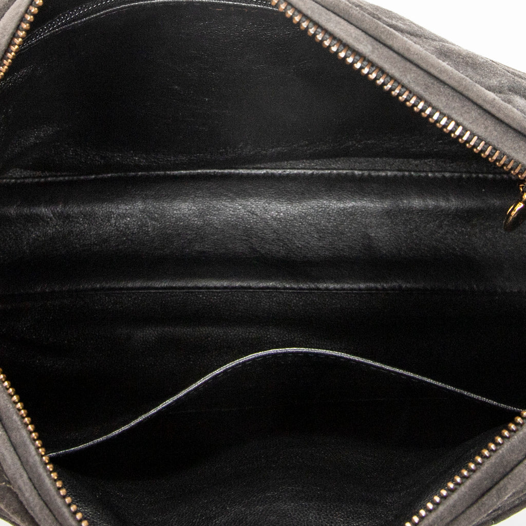 Shoulder Bag CC Tassel Camera Bag Grey Quilted Suede Leather