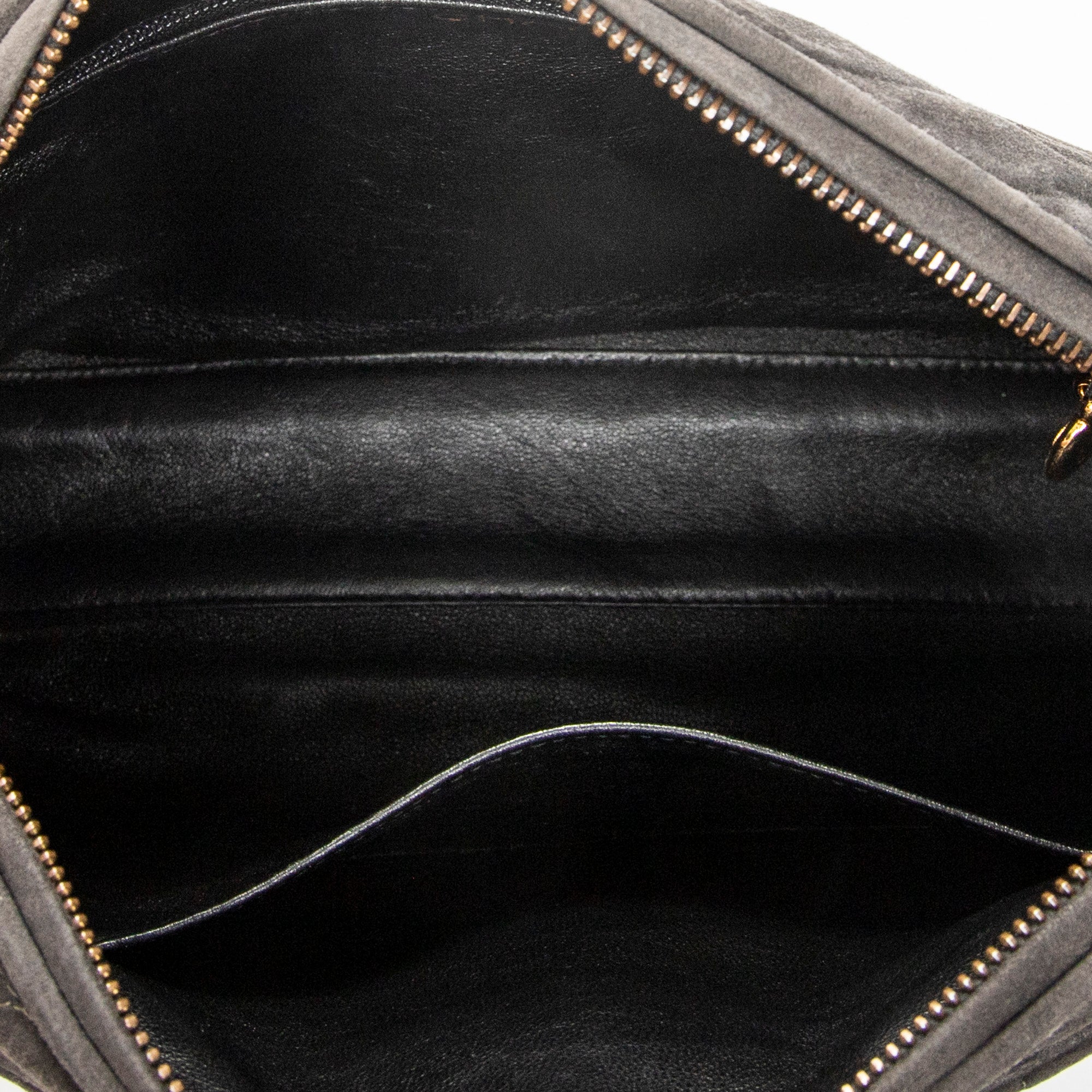 Shoulder Bag CC Tassel Camera Bag Grey Quilted Suede Leather