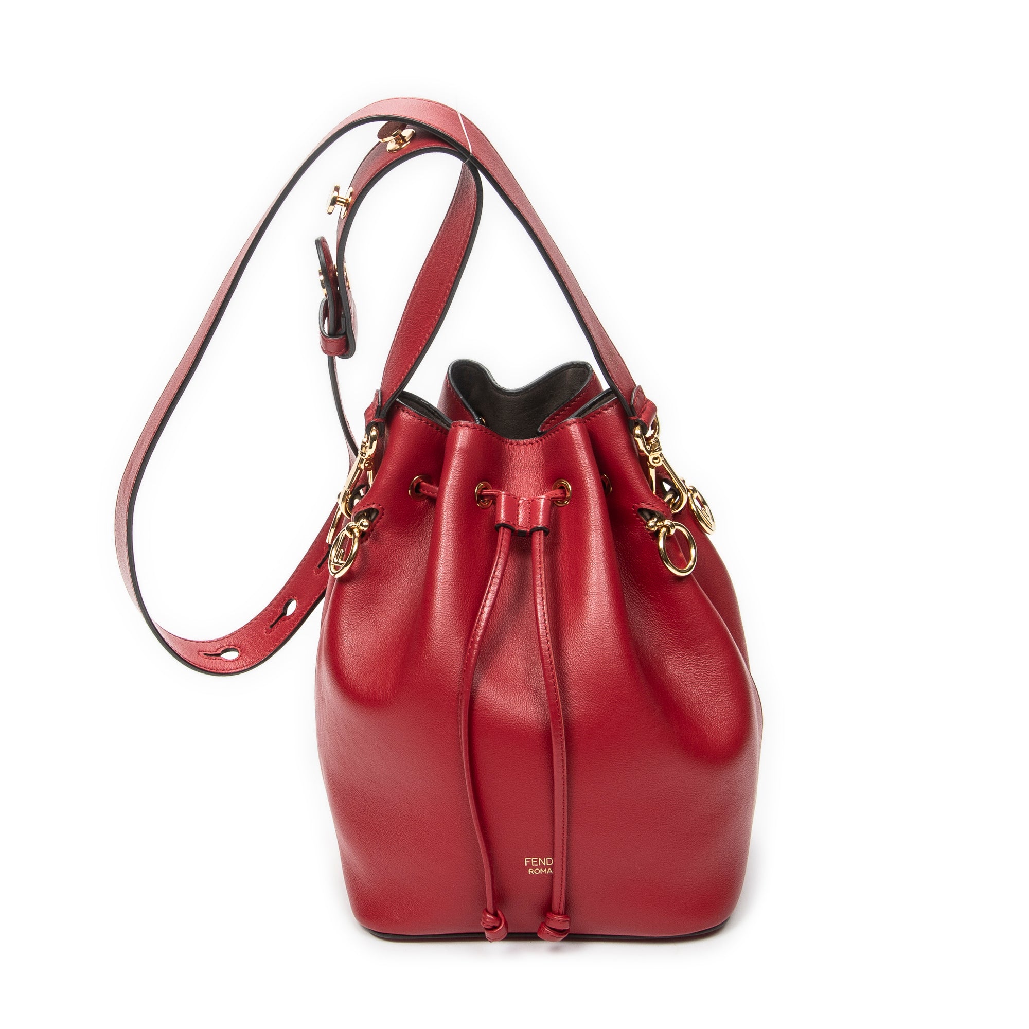 Shoulder Bag Mon Tresor Bucket Bag Red Calfskin Leather