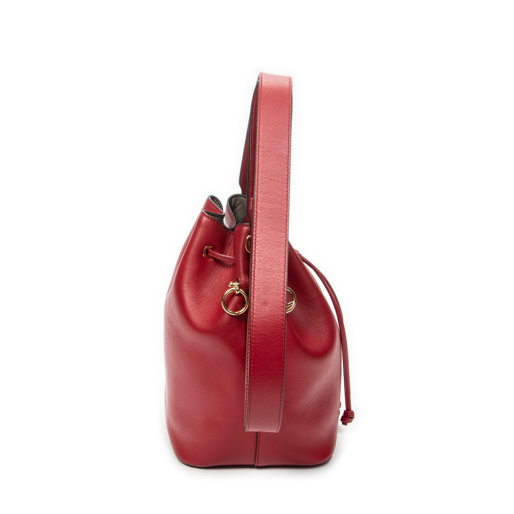 Shoulder Bag Mon Tresor Bucket Bag Red Calfskin Leather