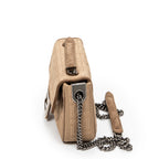 Shoulder Bag Midi Baguette Chain Crossbody Beige Technical Fabric FF Canvas