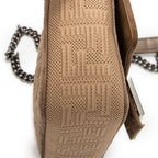 Shoulder Bag Midi Baguette Chain Crossbody Beige Technical Fabric FF Canvas