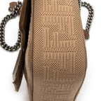 Shoulder Bag Midi Baguette Chain Crossbody Beige Technical Fabric FF Canvas