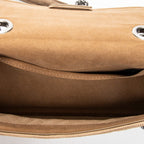 Shoulder Bag Midi Baguette Chain Crossbody Beige Technical Fabric FF Canvas