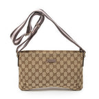 Shoulder Bag Small Web Zip Crossbody Beige Monogrammed Canvas