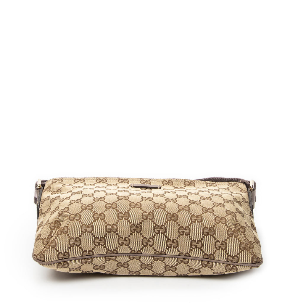 Shoulder Bag Small Web Zip Crossbody Beige Monogrammed Canvas