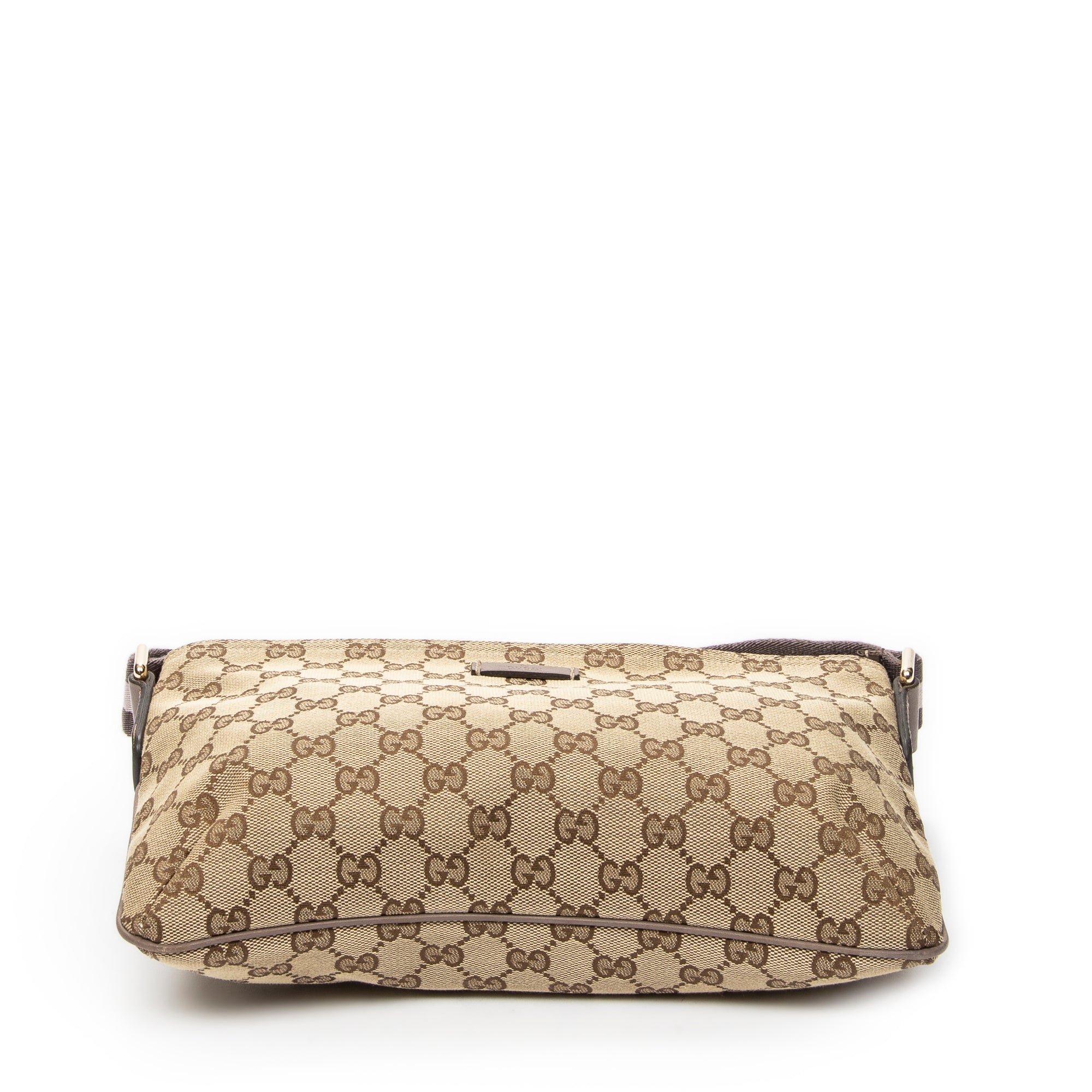 Shoulder Bag Small Web Zip Crossbody Beige Monogrammed Canvas