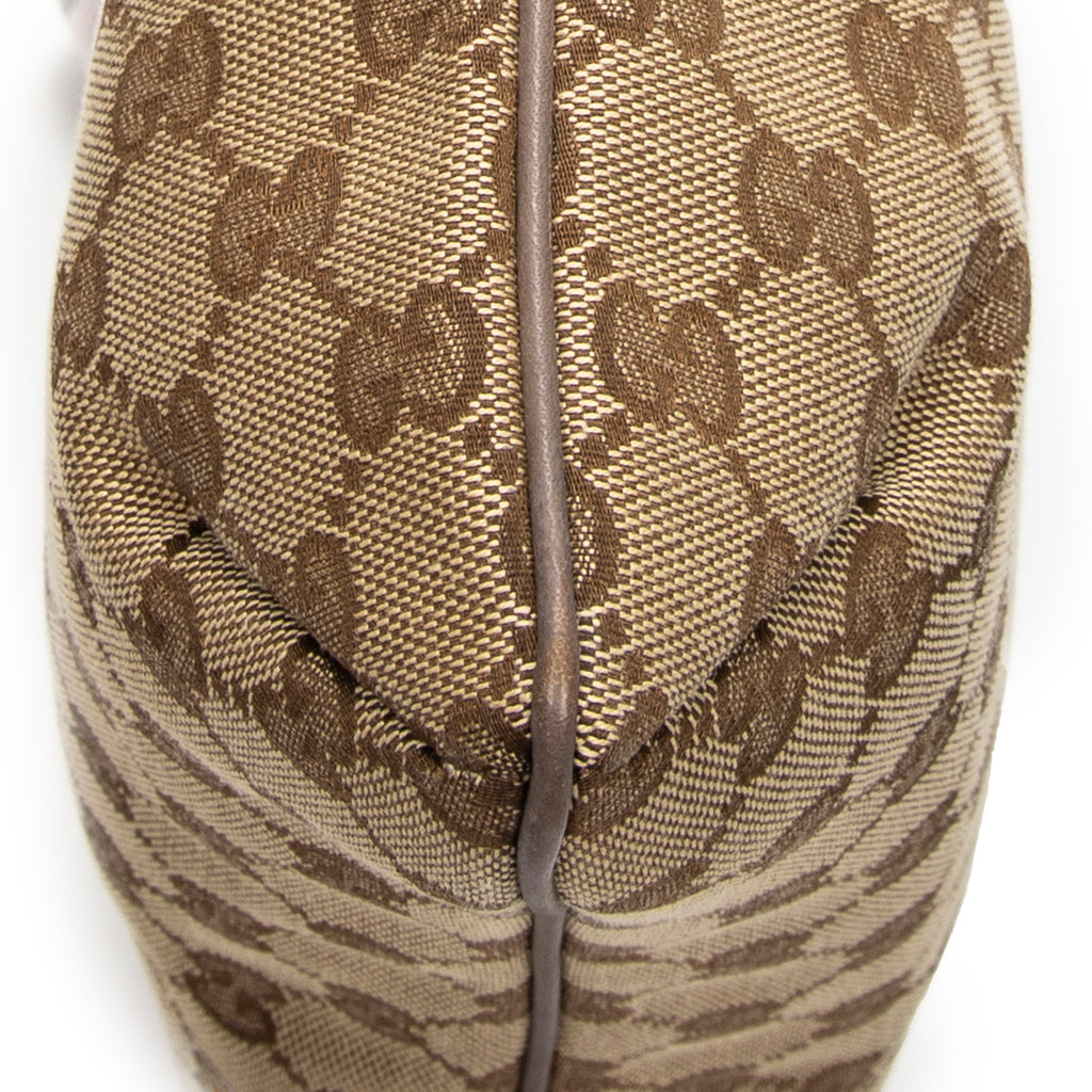 Shoulder Bag Small Web Zip Crossbody Beige Monogrammed Canvas