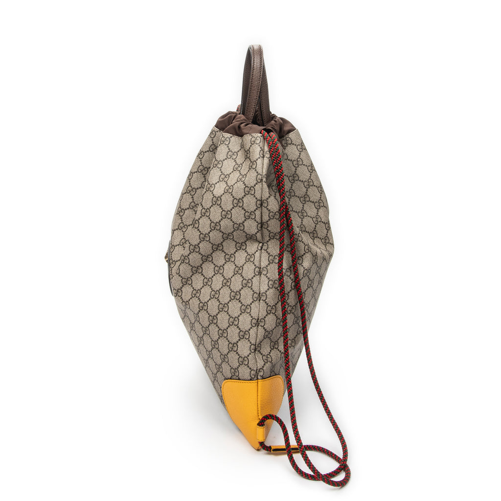 Backpack Web Logo Drawstring Backpack Beige Supreme Coated Canvas