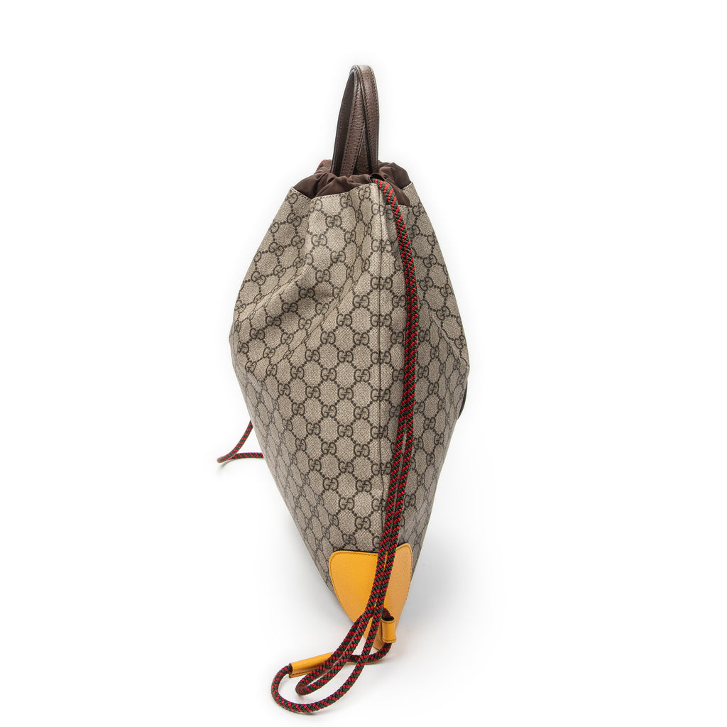 Backpack Web Logo Drawstring Backpack Beige Supreme Coated Canvas
