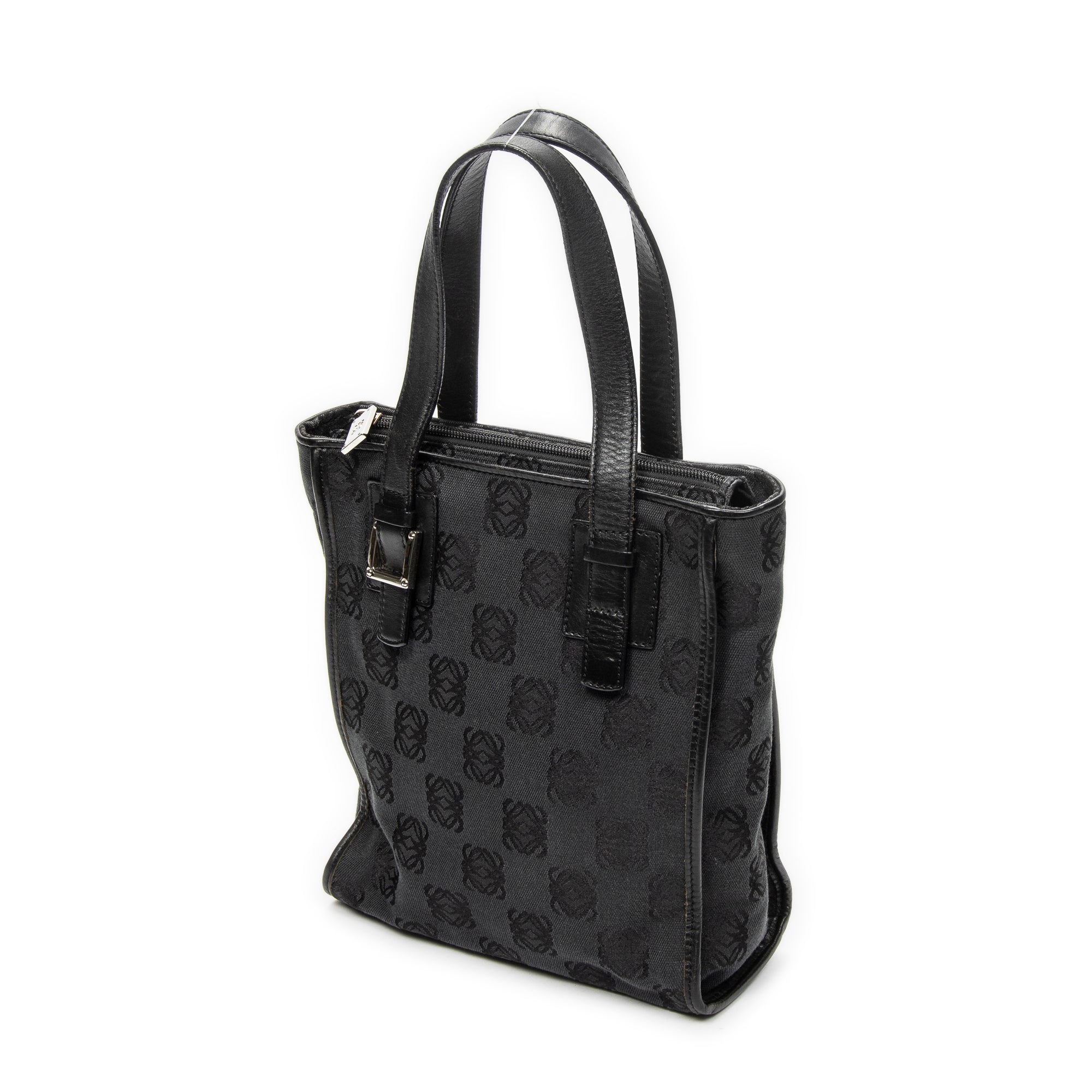 Handbag Small Vertical Zip Tote Black Anagram Canvas