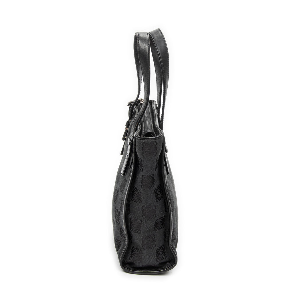 Handbag Small Vertical Zip Tote Black Anagram Canvas