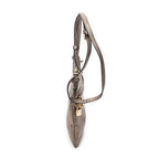 Shoulder Bag Flat Zip Crossbody Bronze Metallic Goatskin Leather