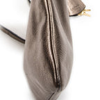 Shoulder Bag Flat Zip Crossbody Bronze Metallic Goatskin Leather