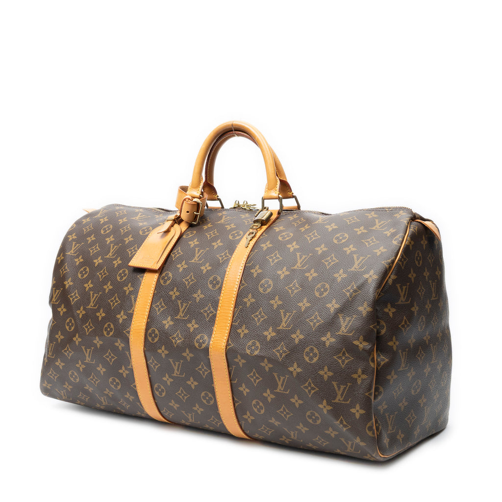Travel Bag Keepall 55 Brown Monogram Canvas