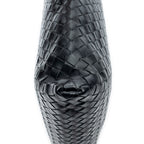 Shoulder Bag Flat Messenger Black Intrecciato Leather
