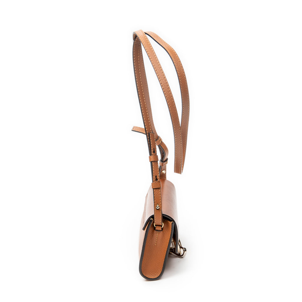 Shoulder Bag Mini Faye Brown Grained Calfskin Leather