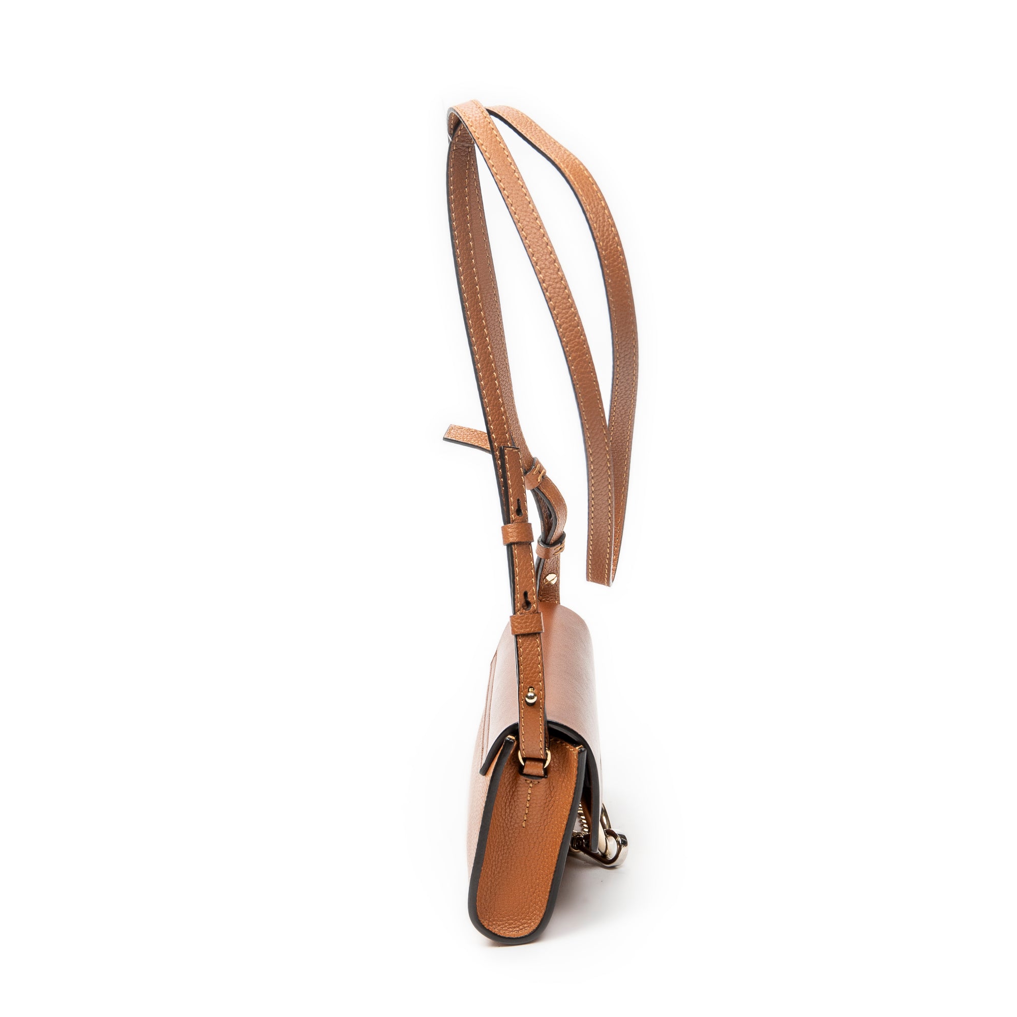 Shoulder Bag Mini Faye Brown Grained Calfskin Leather
