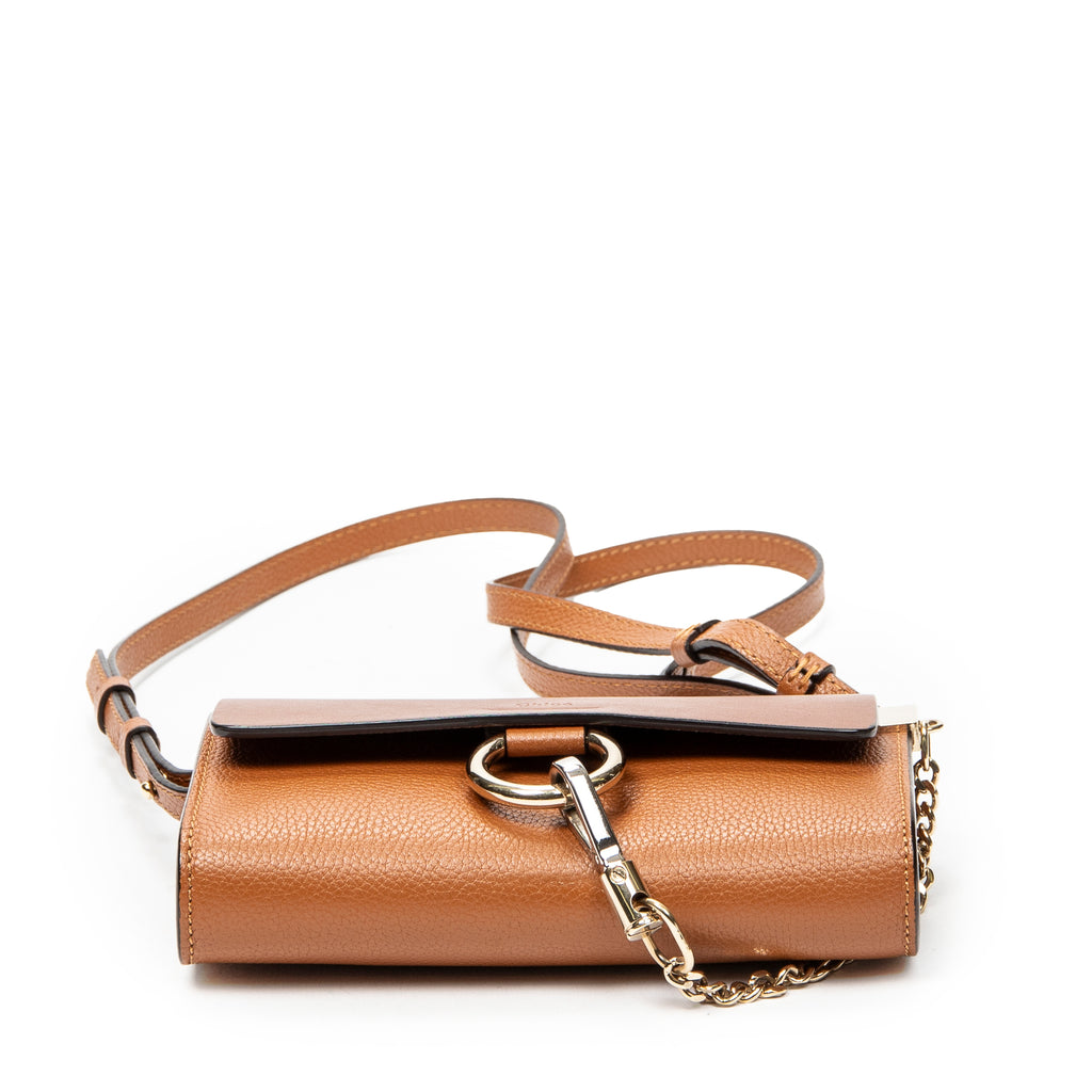 Shoulder Bag Mini Faye Brown Grained Calfskin Leather