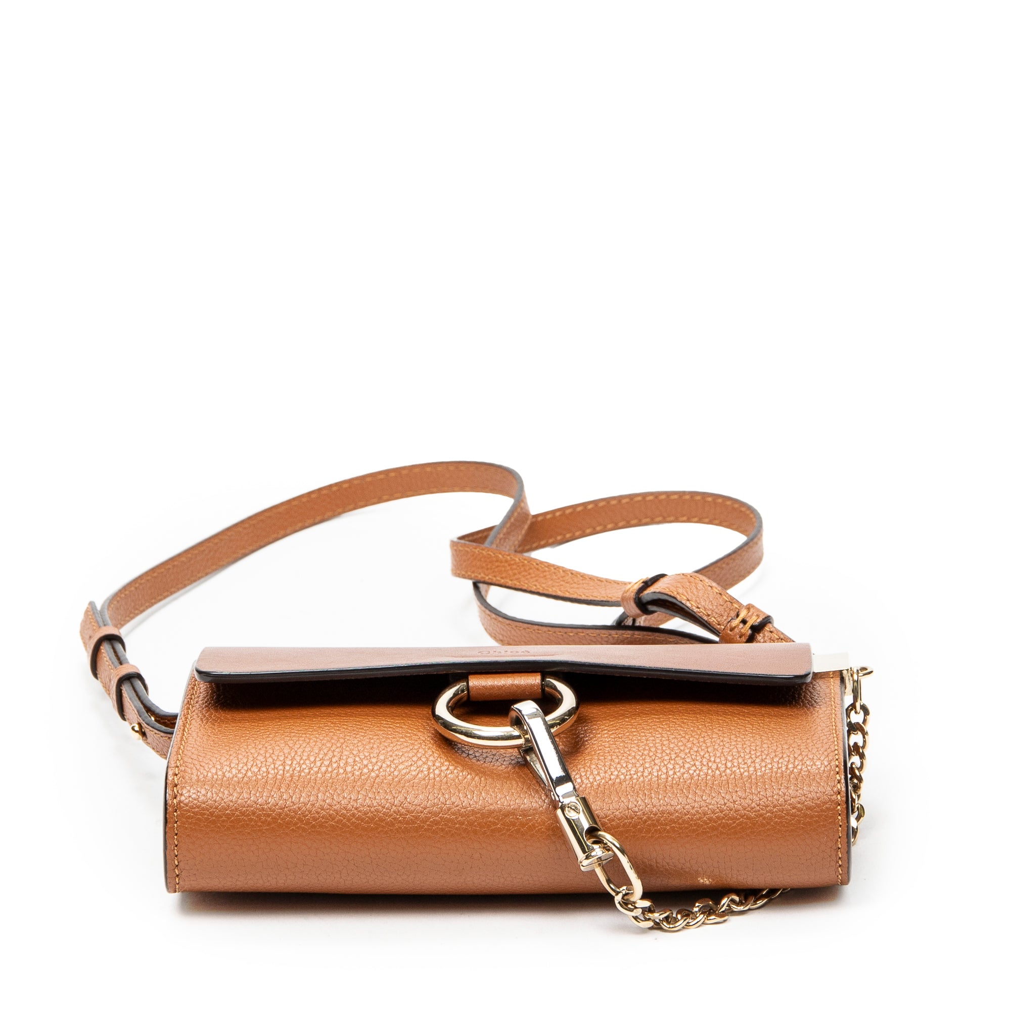 Shoulder Bag Mini Faye Brown Grained Calfskin Leather
