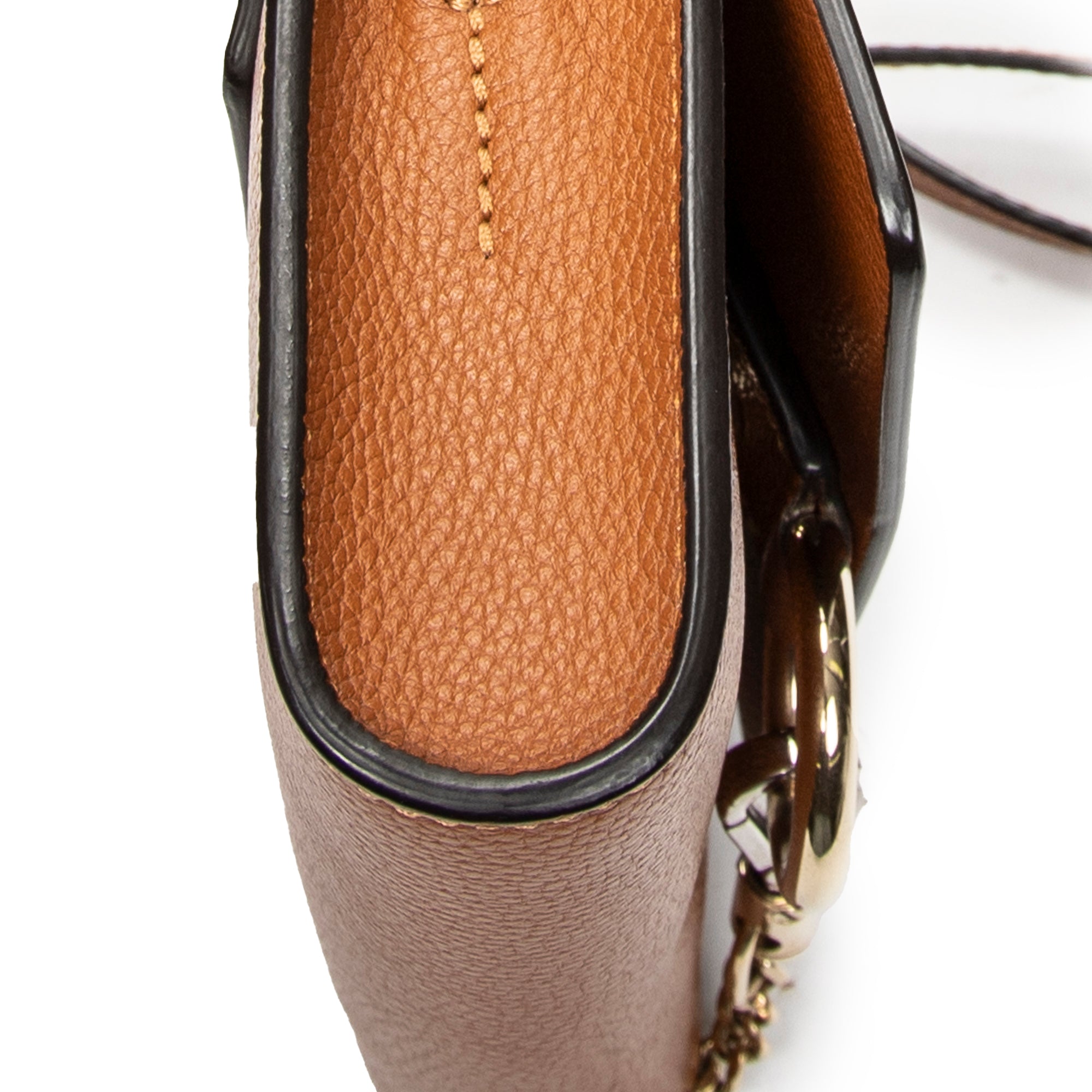 Shoulder Bag Mini Faye Brown Grained Calfskin Leather