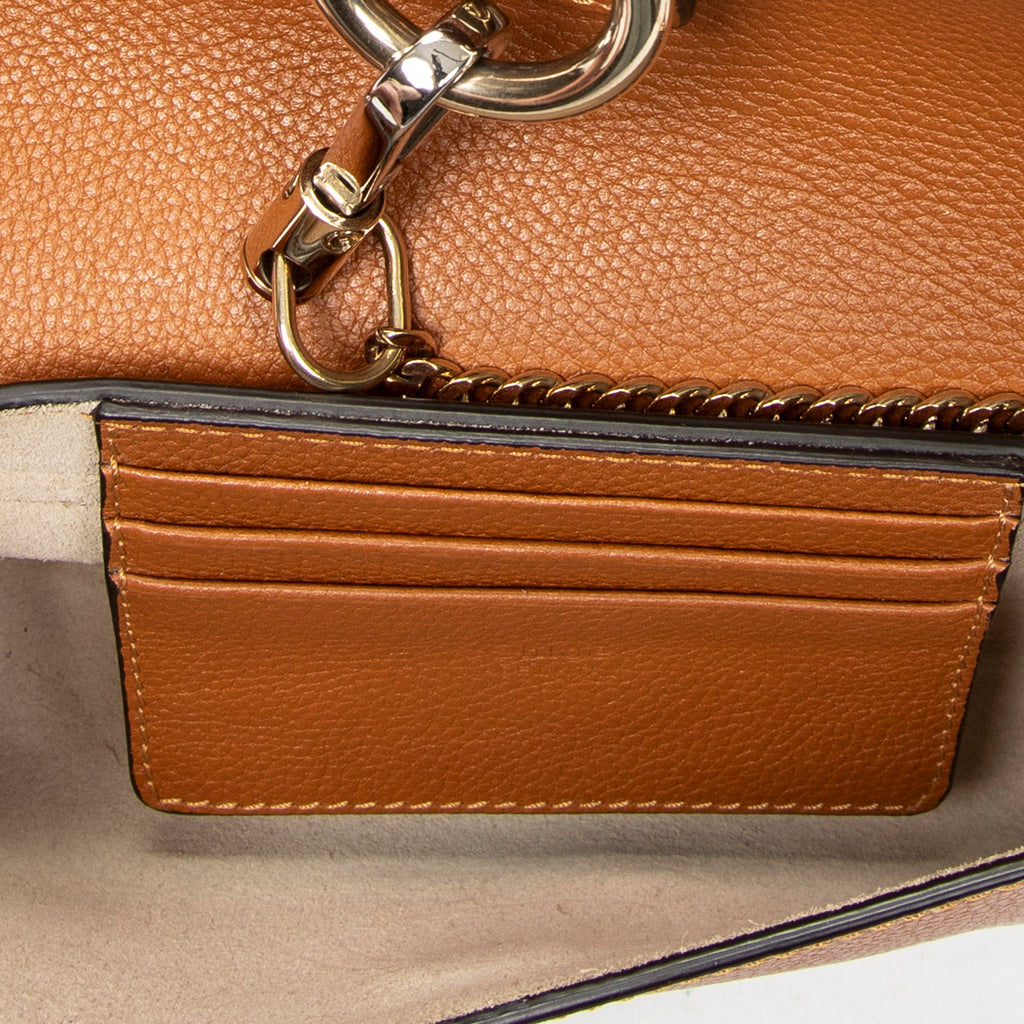 Shoulder Bag Mini Faye Brown Grained Calfskin Leather