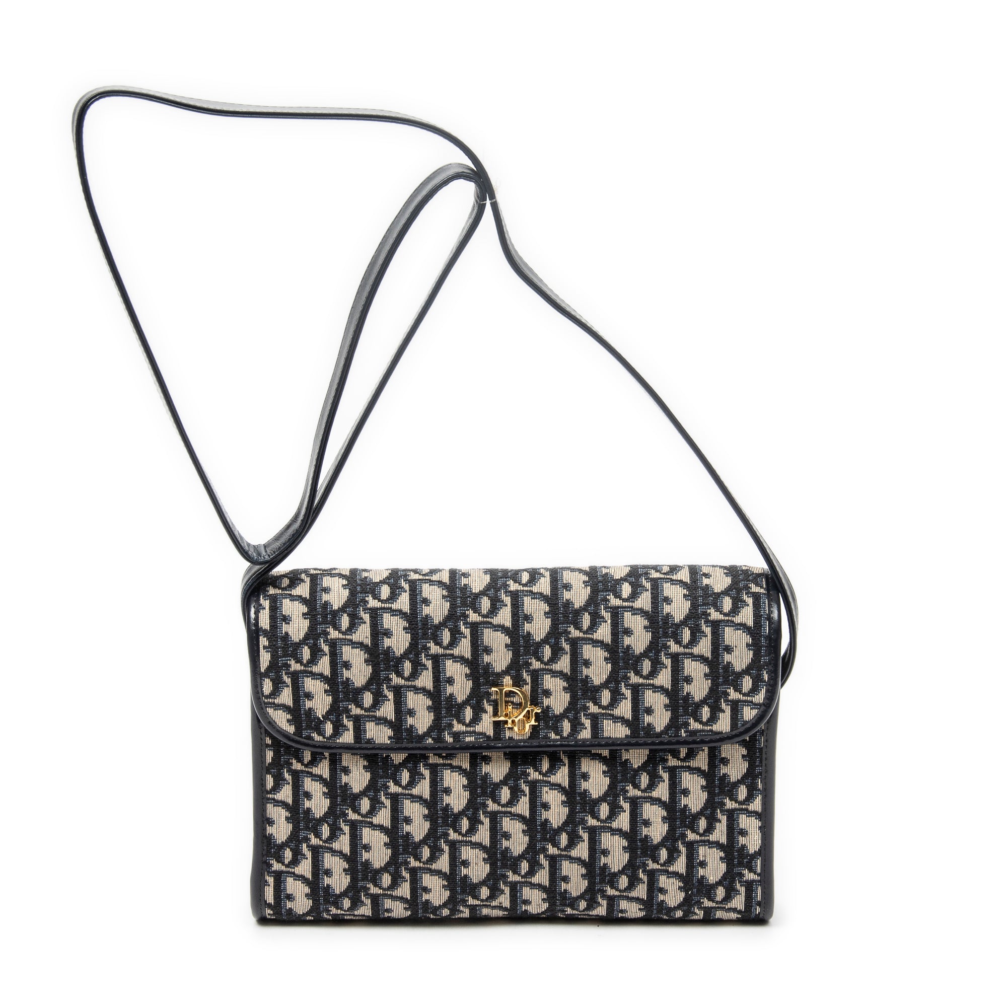 Shoulder Bag Vintage Flap Shoulder Bag Navy Diorissimo Canvas
