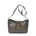Shoulder Bag Buckle Crossbody Brown Zucca Coated Canvas