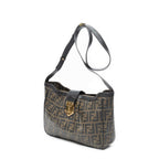 Shoulder Bag Buckle Crossbody Brown Zucca Coated Canvas