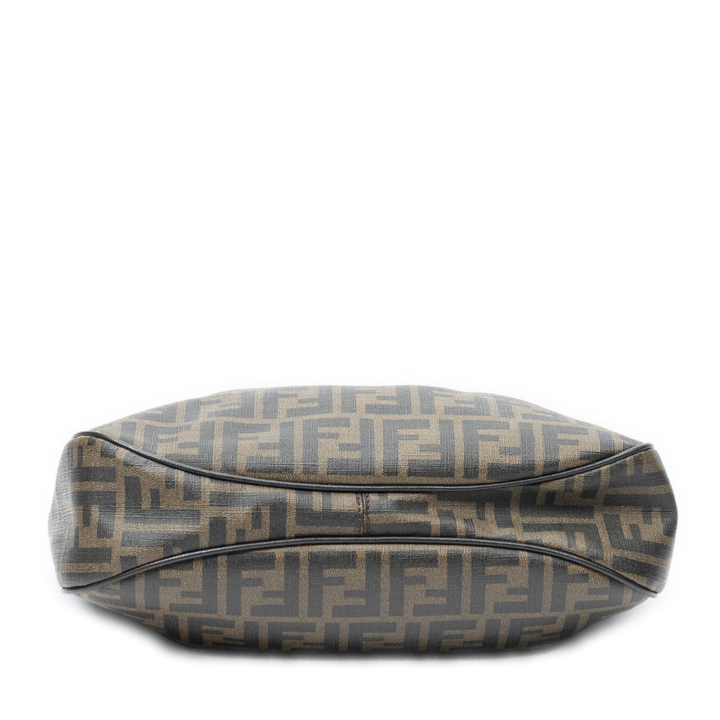 Shoulder Bag Buckle Crossbody Brown Zucca Coated Canvas