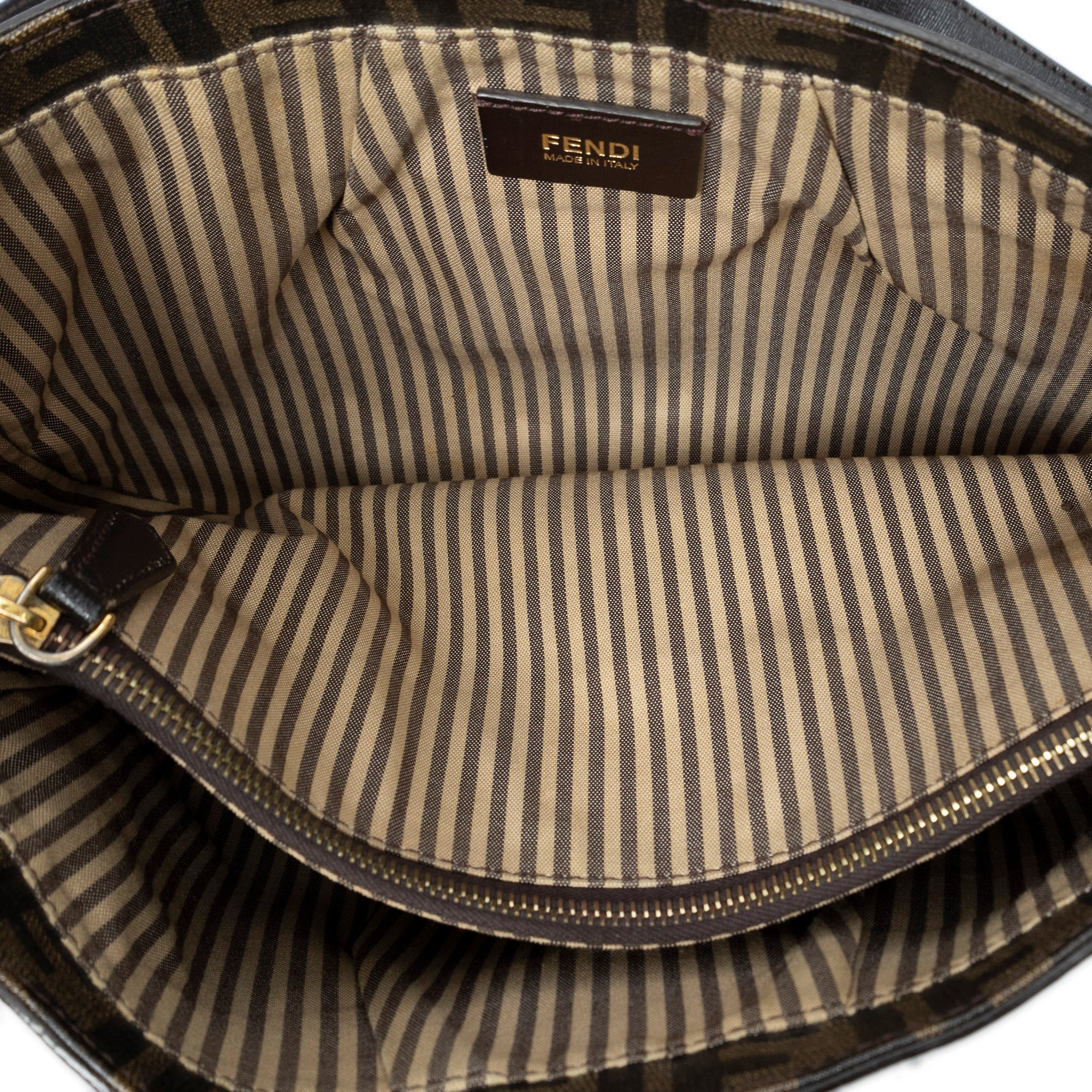 Shoulder Bag Buckle Crossbody Brown Zucca Coated Canvas