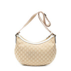 Shoulder Bag Web Halfmoon Messenger Beige Monogrammed Canvas