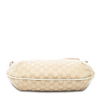 Shoulder Bag Web Halfmoon Messenger Beige Monogrammed Canvas