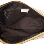 Shoulder Bag Web Halfmoon Messenger Beige Monogrammed Canvas