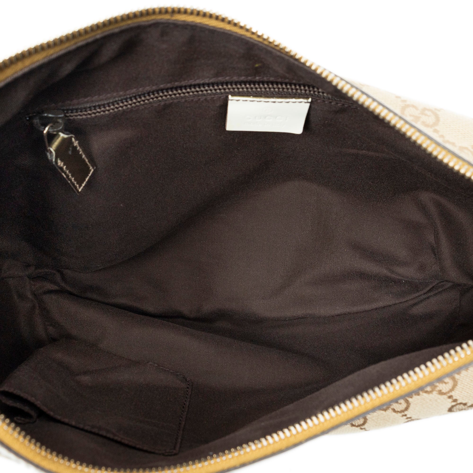 Shoulder Bag Web Halfmoon Messenger Beige Monogrammed Canvas