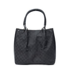 Shoulder Bag Shopping Tote Black Monogrammed Canvas