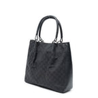 Shoulder Bag Shopping Tote Black Monogrammed Canvas