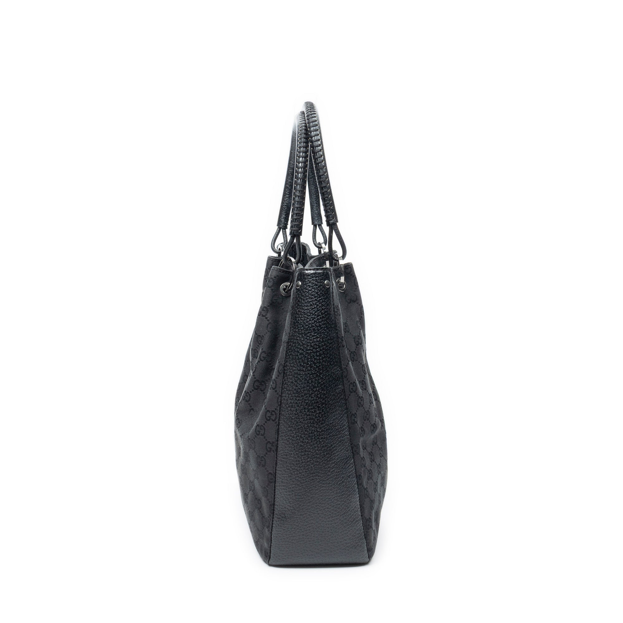 Shoulder Bag Shopping Tote Black Monogrammed Canvas