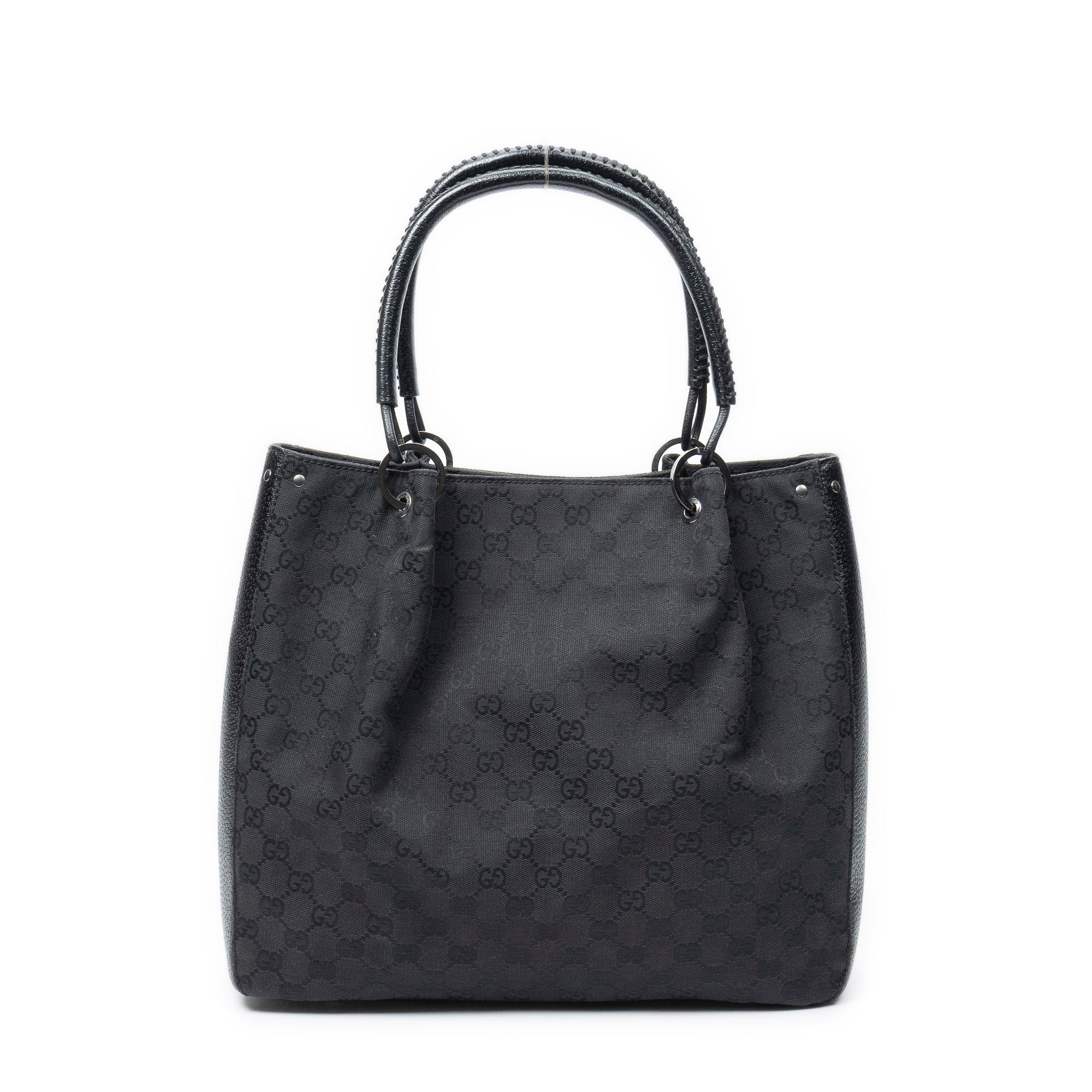 Shoulder Bag Shopping Tote Black Monogrammed Canvas