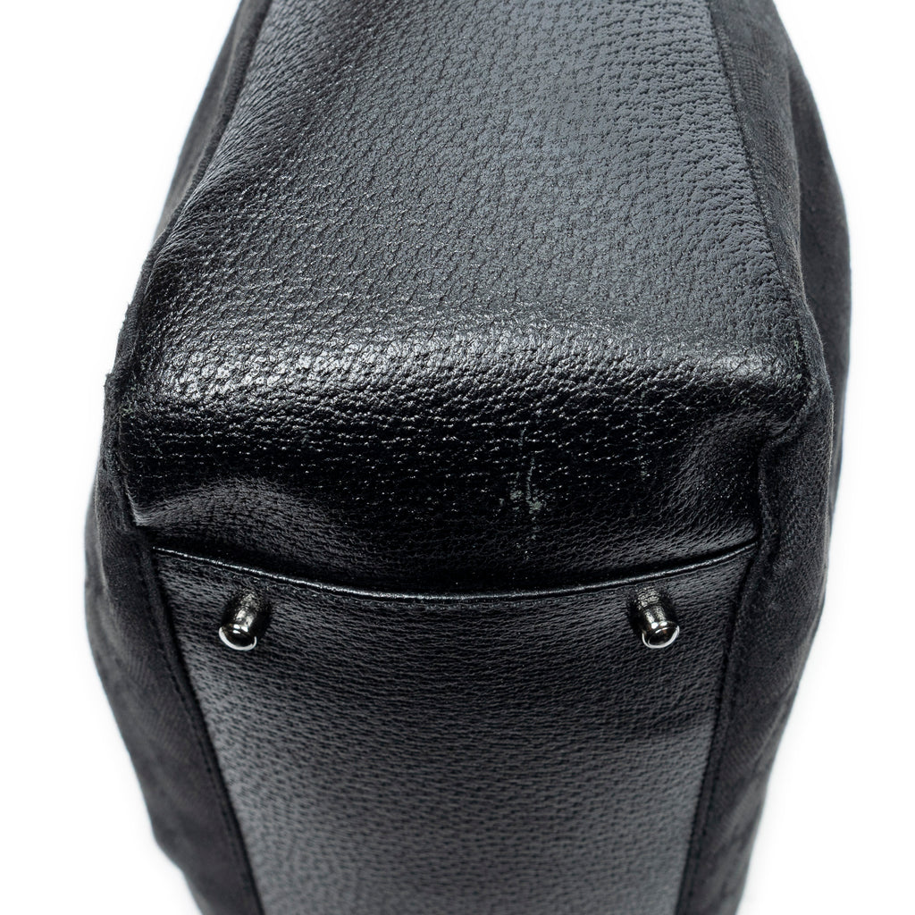 Shoulder Bag Shopping Tote Black Monogrammed Canvas