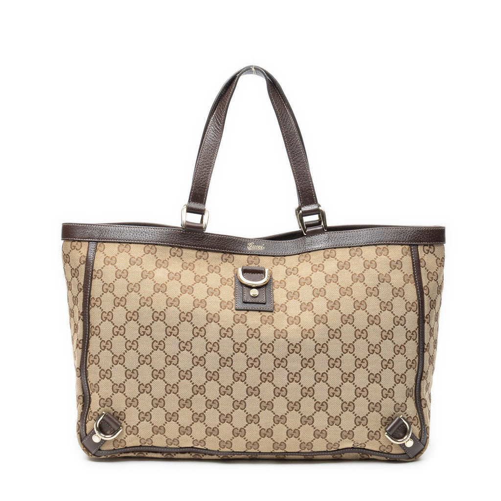 Handbag Large Abbey D-Ring Tote Beige Monogrammed Canvas
