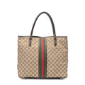 Shoulder Bag Web Shopping Tote Beige Monogrammed Canvas