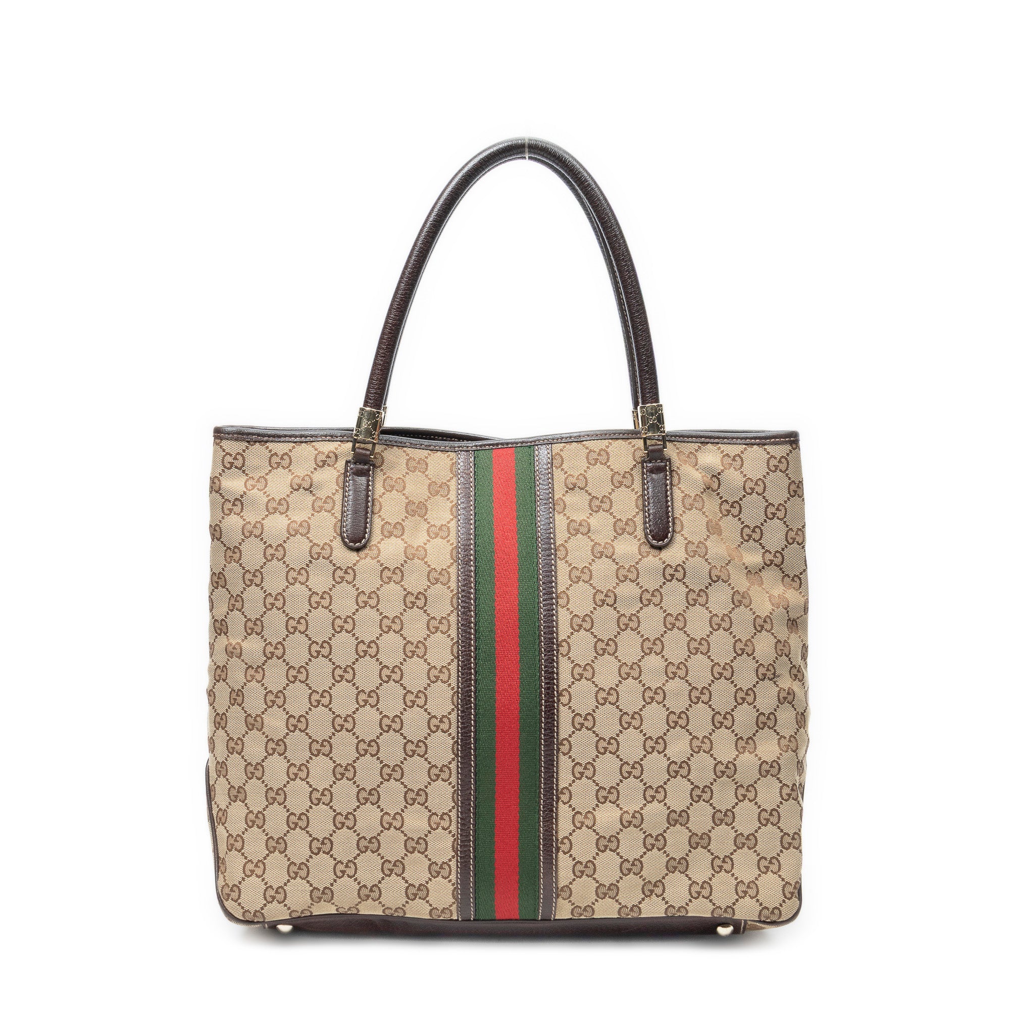Shoulder Bag Web Shopping Tote Beige Monogrammed Canvas