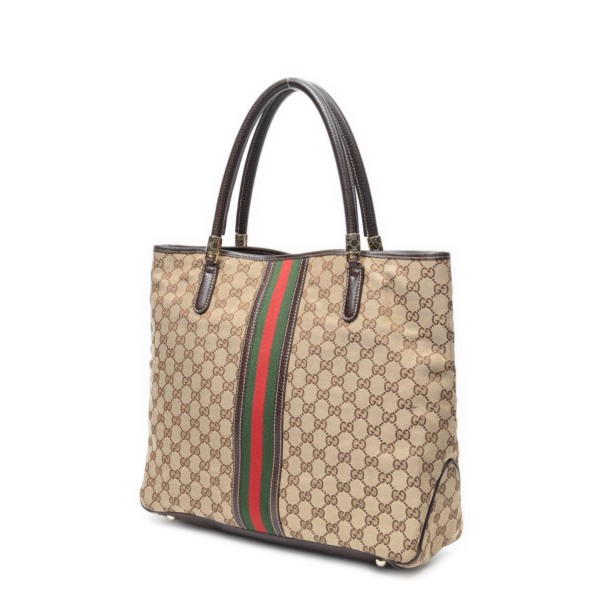 Shoulder Bag Web Shopping Tote Beige Monogrammed Canvas