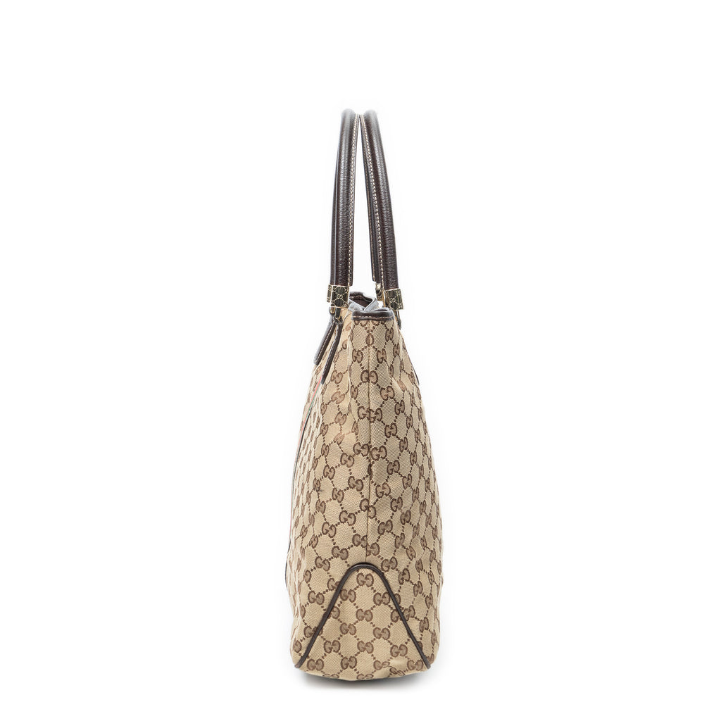 Shoulder Bag Web Shopping Tote Beige Monogrammed Canvas