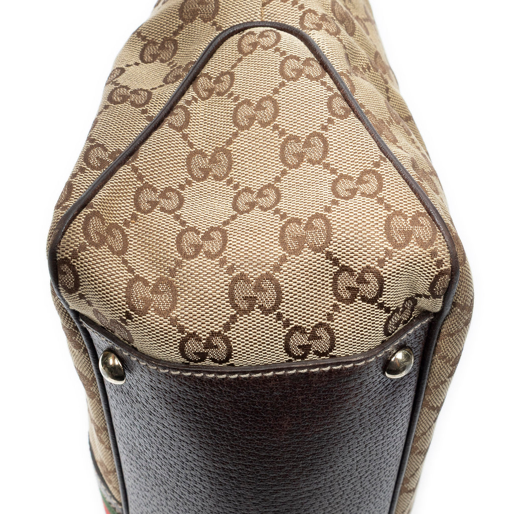 Shoulder Bag Web Shopping Tote Beige Monogrammed Canvas