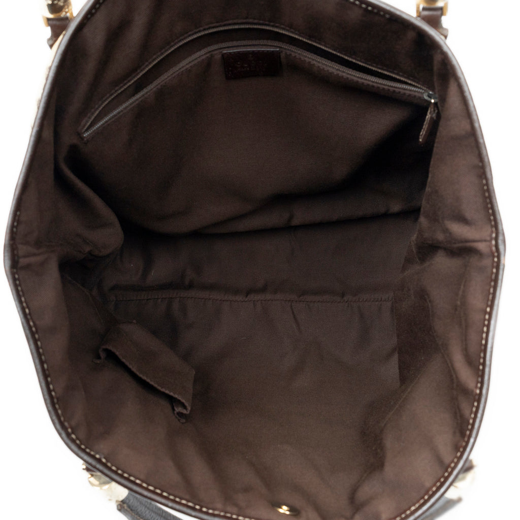 Shoulder Bag Web Shopping Tote Beige Monogrammed Canvas